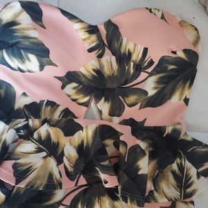 Pink dress with palm tree decor